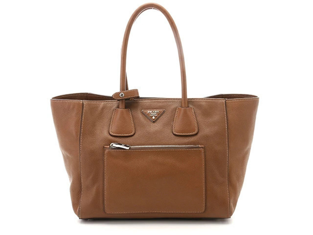 Prada Tote Tessuto Saffiano bag calfskin brown
